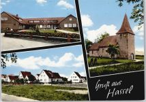 27324 W2813 Hassel (Weser) - Kirche Haus Zaun Baum Wiese