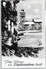 34639 W3579 Schwarzenborn , Knüll - Schnee Kirche Uhr Glocke Kerze Weihnachten