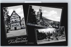 61462 W6240 Falkenstein , Taunus - Rathaus Denkmal Burg FLagge