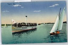10115 W1000 Berlin Tegel Gebrauchsspuren Tegeler See, Dampfer, Segelboot