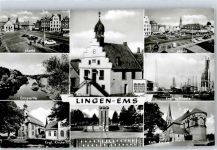 49808 W4450 Lingen (Ems) - Markt, Kirche, Rathaus, Ehrenmal, Erdölraffinerie