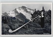 Interlaken Alphornbläser Blasinstrument Fotomontage AK