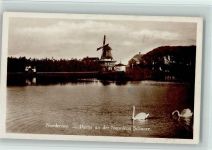 26548 W2982 Norderney - Partie an der Napoleonschanze Schwäne Windmühle