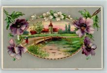 Dorfidylle und Blumen AK Pflanzen 1913 Prägedruck