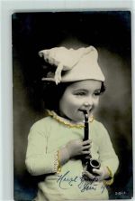 handcoloriert Kind mit einer Pfeife Pfeife 1907