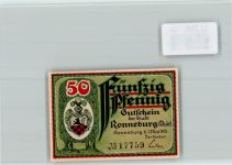 07580 O6516 Ronneburg , Thür - Notgeld 50 Pfennig Rathaus