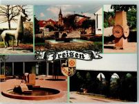 66629 W6699 Freisen - PFerdchen Brunnen mit Kirche Gedenkstein Rathaus Talbrücke Oberkirchen Rückseite mit Abschürfungen bzw Kleberesten