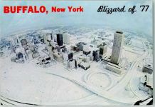 Buffalo 1977 - Fliegeraufnahme Aerial view of beleaguered Buffalos snow-blanketed downtown section during the Blizzard of January 1977