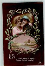 Soldatenliebe Bonne Annee Foto Mug 951 AK Patriotik WK I, Frankreich 1919