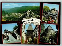 55756 W6583 Herrstein - Uhrturm Glockenturm Fachwerkhaus