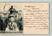W7500 Karlsruhe , Baden Denkmal in Karlsruhe 1901 AK Stempelflecken Victor v. Scheffel