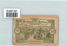 3300 Zeillern Notgeldschein Notgeld 10 Heller Denkmal Adler Kranz