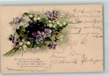 Maiglöckchen , Blumen und Spruch AK Poesie Lithographie