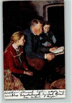 Großvater mit Enkelkinder AK Buch lesen 1917 Künstlerkarte