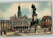 02100 Saint-Quentin 1924 Künstlerkarte Place de Hotel-de-Ville und Kriegerdenkmal , sign Barday