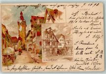 71672 W7142 Marbach am Neckar 1898 Lithographie Schillerhaus Planwagen