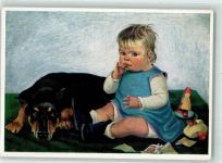 Kind und Hund Feyerabend Erich Bild 8/II Künstler Hilfswerk WK II Künstlersteindruck