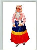 Tracht Peljesca Dalmatien sign. Vladimir Kirin Trachten Kroatien Künstlerkarte