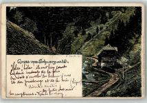 Gruss vom Schwarzwald - Schwarzwaldhaus Künstlerkarte Nr. 5 Velten Verlag Lithographie Daur, H. Gebrauchsspuren