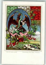 Wappen Lithographie Kustverlag Paul Kohl Chemnitz Nr. 67 Trachten Mexiko Gebrauchsspuren