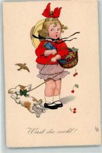 Kind mit Kirschen und Hund , Meissner u. Buch Serie 2627 AK Döring, L. / LD