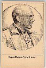 Federzeichnung von Karl Bauer Moltke Künstlerkarte