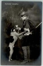 Sylvester Schäffer als Jäger Jagdhund auch als Artist bekannt Stummfilm Foto AK