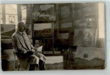 Beruf Atelier mit Bilder + der Künstler Staffelei Foto AK