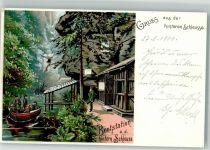 01855 O8361 Hinterhermsdorf 1900 Lithographie Bootsstation Hintere Schleuse