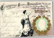 Prägedruck Nationalfeier 100 jähr. Geburtstag Adel Kaiser Wilhelm I 1897 Gebrauchsspuren