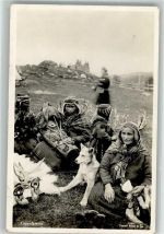 Lappefamilie mit Hund Baby Trachten Norwegen 1941 Foto AK