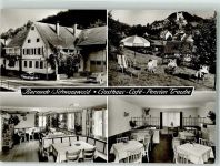 72213 W7272 Berneck , Württ Foto AK Gasthaus Cafe Pension Truabe Auto