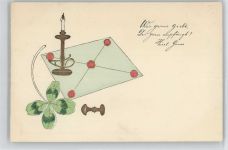 Brief mit Siegelstempel - Golddruck - 1900 AK Schreiben Prägedruck
