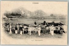 Tonkin Tongking Gebrauchsspuren Uniform Tracht Convoi militaire Leim löst sich