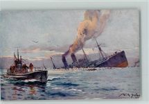 U-Boot Spende 1917 - Versenkung eines feindl. Dampfers Stöwer, W. Künstlerkarte