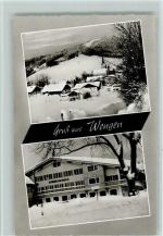 87480 W8961 Wengen , Kr Kempten, Allgäu - Ortsansicht Gasthof Pension Metzgerei Zum Engel Winteraufnahme 2-Bildaufnahme