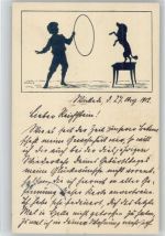 Scherenschnitt Serie C. Nr. 46 - Tierschutzverein 1912 Kind und Hund AK Krause-Carus, A.