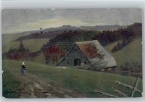 mit Bäuerin Bauernhaus 1916 Künstlerkarte