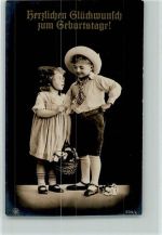 Serie 304-5 Geburtstag - Kinder mit einem Blumenkorb AK NPG 1915 Foto AK