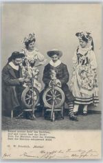 Trachten - Männer am Spinnrad - Gedicht Spinne 1902