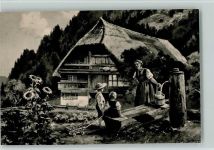 sign. Willy Moralt - Schwarzwaldhaus, Wasser vom Brunnen holen Schwarzwald Maler