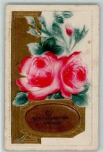 Z powinszowaniem Jmienin 1927 AK Blumen Reliefdruck Prägedruck