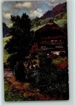Idylle, Schwarzwaldhaus 1917 AK Tratsch am Gartenzaun Nr. 540-9 Verlag GMT Schwarzwald Maler Künstlerkarte