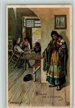 Serie Unser Gebet - Führe uns nicht in Versuchung - Vater randaliert , litho Döcker, E.