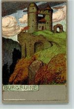 Burgruine sign Ernst Liebermann , litho 1902 AK Liebermann, M. Künstlerkarte