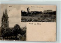 68647 W6843 Biblis 1914 - Kirche, Bahnhof mit Wasserturm, AK