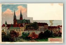 59329 W4724 Basel 1898 Lithographie / Künstlerkarte Sign. Dussault - Verlag Benziger AK