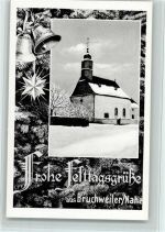 W6581 Bruchweiler Kirche, Glocken, Weihnachten, sehr gute Erhaltung AK Städteglückwunsch
