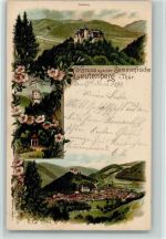 07338 O6804 Leutenberg , Thür 1899 Gebrauchsspuren Lithographie Friedenburg Gesamtansicht Kaiser Friedrich Turm