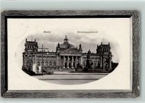 W1000 Berlin Mitte Reichstagsgebäude Prägedruck Holzrahmen 1912 Gebrauchsspuren